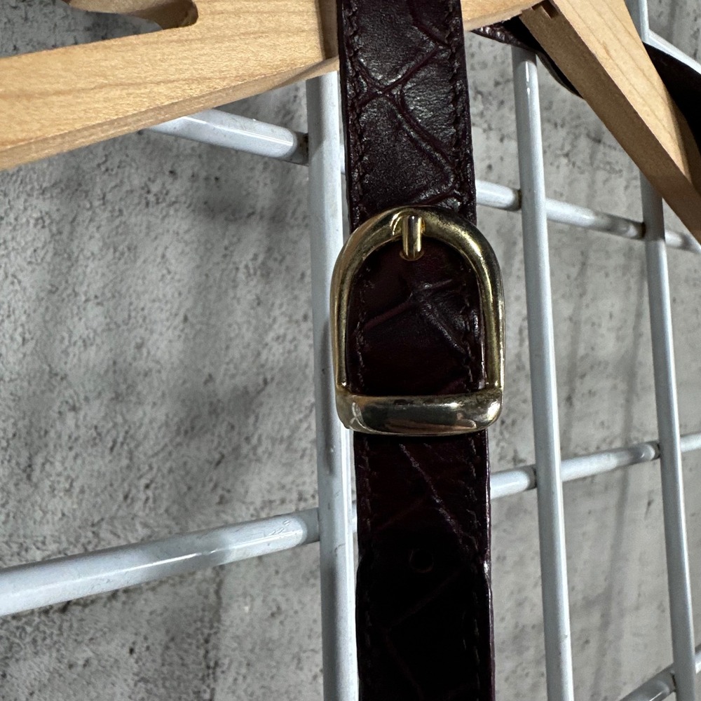 Brooks Brothers Vintage Italy Burgundy Croc Embossed brown Leather Crossbody Bag - Picture 8 of 10